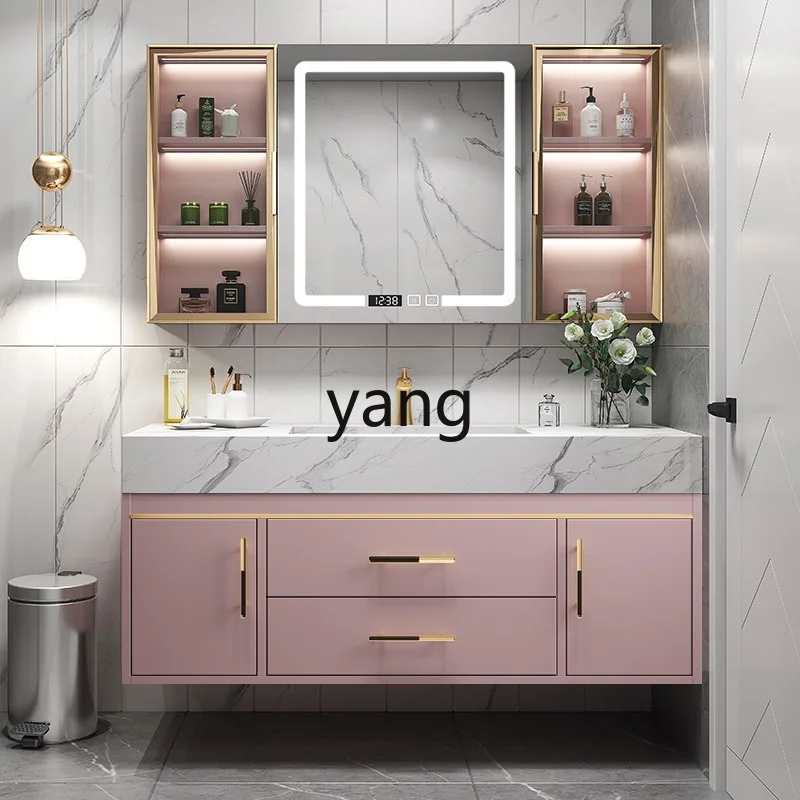 CX Stone Plate Ceramic Seamless Whole Washbin Bathroom Cabinet Bathroom Storage Light Luxury Smart Mirror