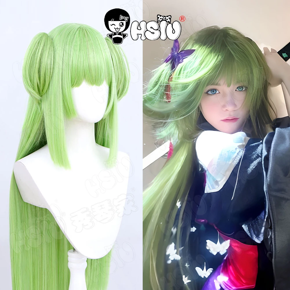 Murasame Cosplay Wig Game Senren Banka Cosplay Wig HSIU 90cm cyan mixed green Long hair Heat Resistant Synthetic Wig+Wig cap