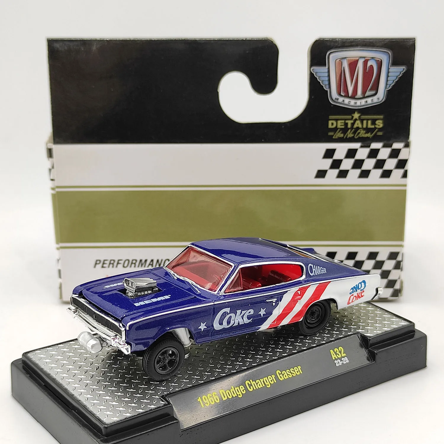 

Diecast M2 1/64 Scale 1966 Charger Gasser Alloy Car Model Collectible Toy Gift Souvenir Display Ornament