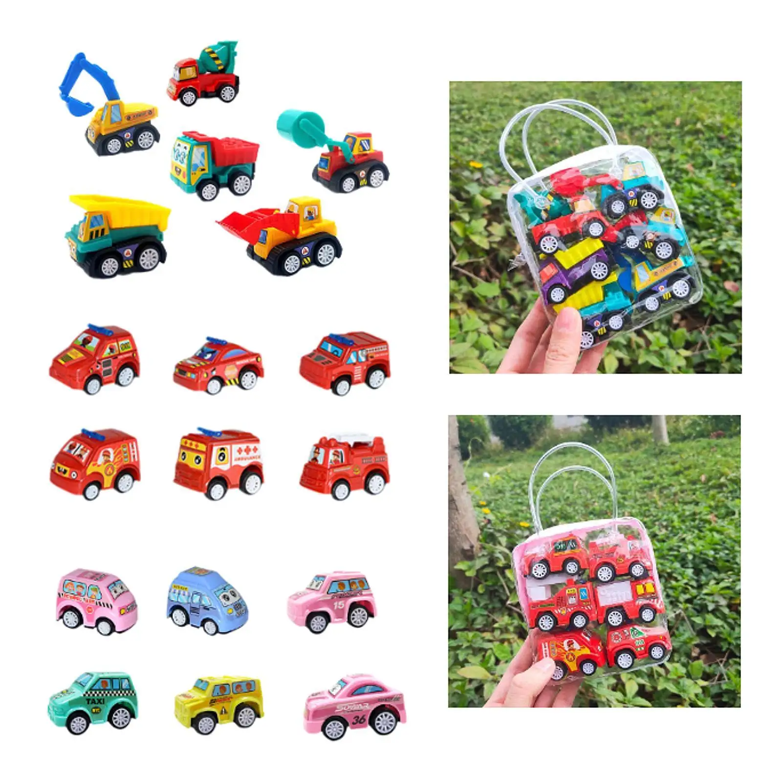 

6Pcs Mini Pull Back Cute Push and Car Toy Mini Toy Vehicles for Role Play