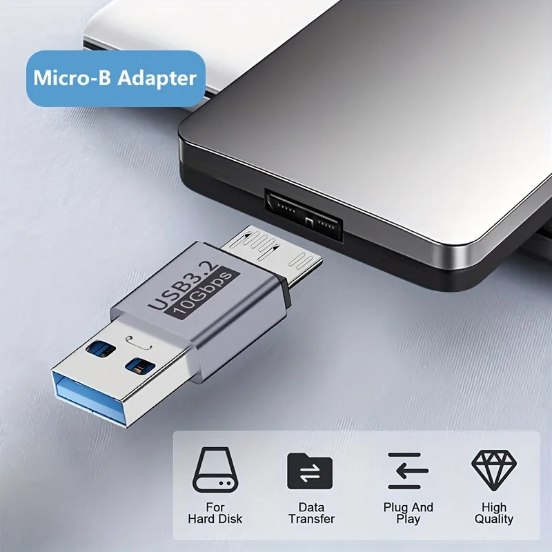USB C 3.2 Micro B Male to Female Type C Adapter for External Hard Drive Enclosure Laptop Game Console Game Data Transfer (