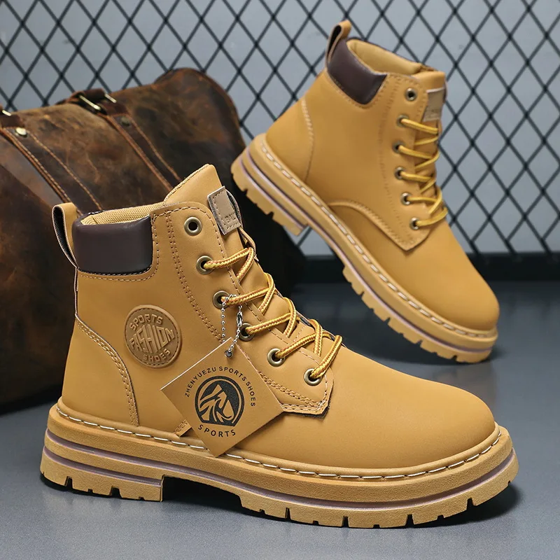 Male Shoes New High Top Leather Boots for Men Comfortable Men's Motorcycle Boots Lace-Up Ankle Boots Botas Hombre Large size 48