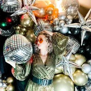 Diskteki Balonlar Düğün, Parti Süslemeleri, Halk ve Rock and Roll, His, Küp Şeklinde Küre, Yuvarlak, Doğum Günün Kutlu Olsun, 5 Adet, 4D için idealdir, Partinin 6 büyük satışı, rock and roll dekoru - №4