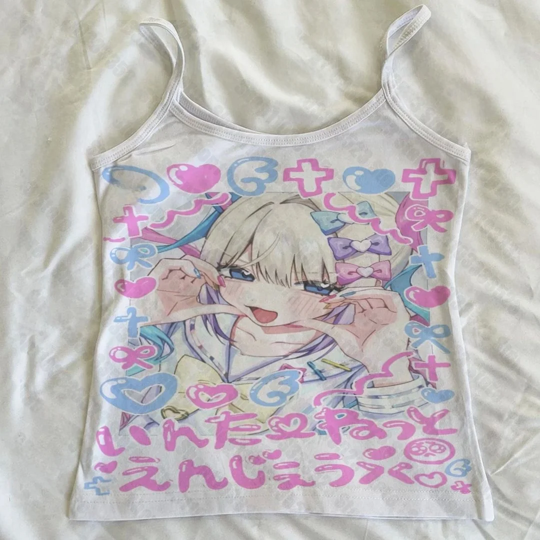 

Y2K эмо винтажная женская детская майка в стиле панк с принтом в стиле ретро, модная женская одежда в стиле ретро, эксклюзивная весенняя сезонная одежда