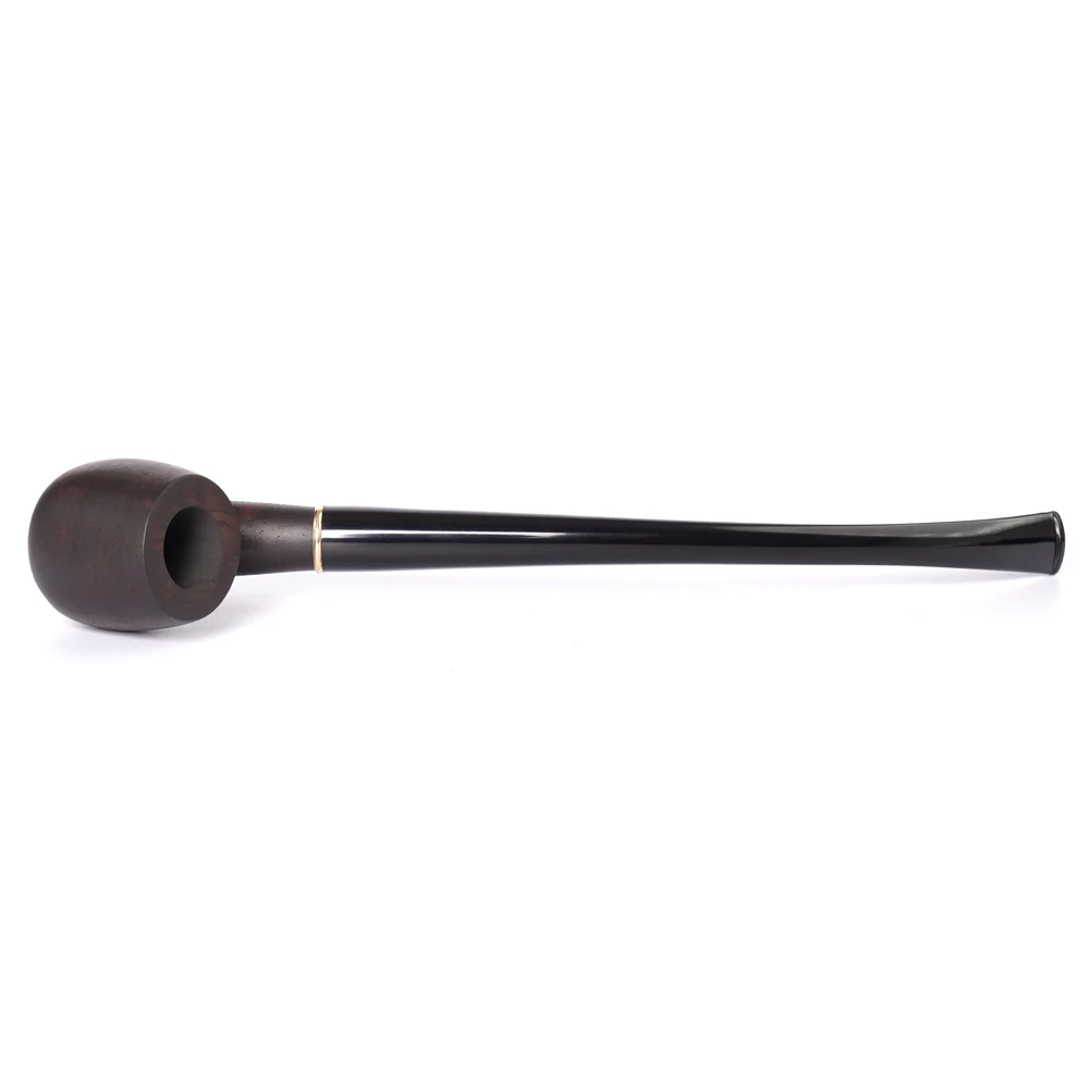 tobacco pipe set: solid wood pipe bowl + two long and short pipe mouthpieces, with clean accessory, curved handle wood pipe