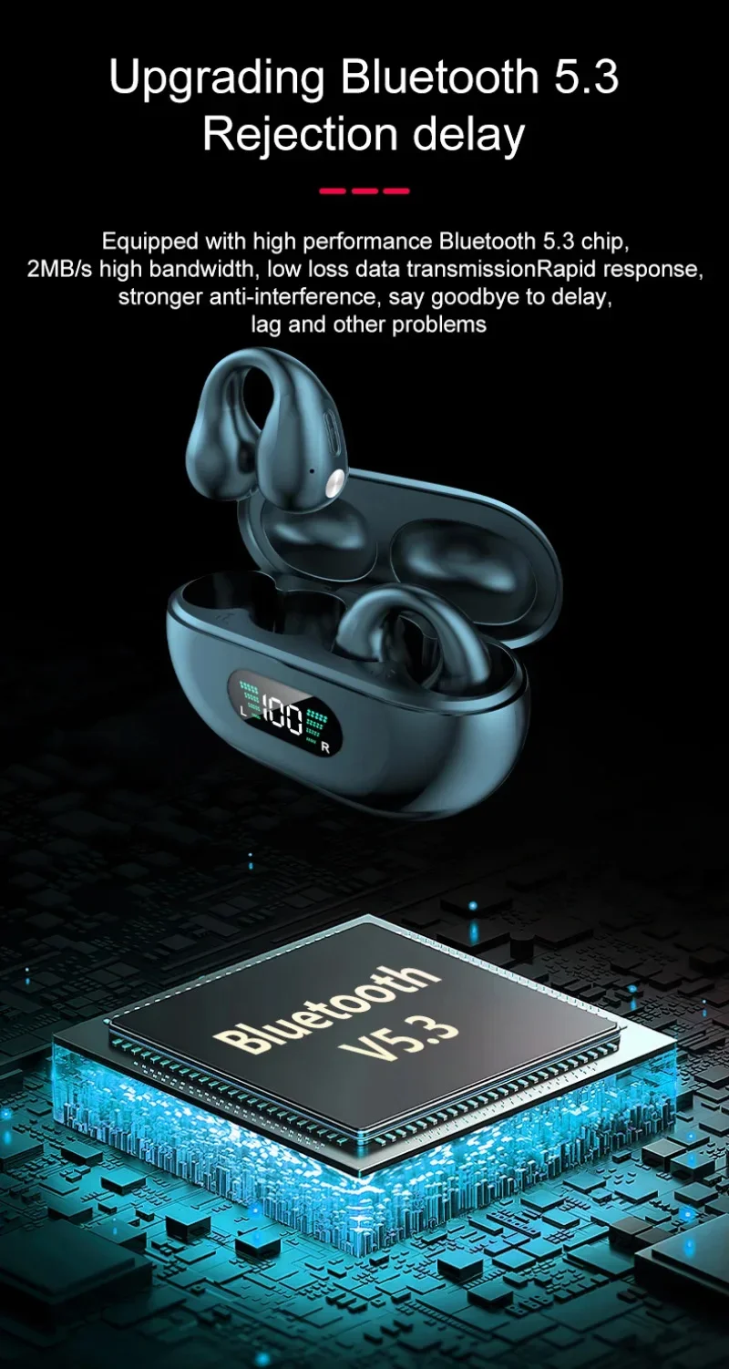 Lenovo Ohrclip-Bluetooth-Kopfhörer mit extrem langer Akkulaufzeit, Over-Ear-Kopfhörer mit Geräuschunterdrückung und Knochenleitungstechnologie – Detail 5