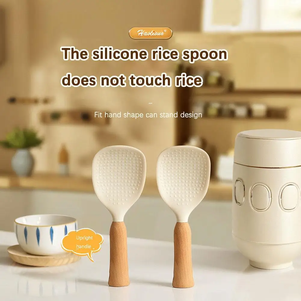 Silicone Rice Spoon Non-stick Rice Cooker Food Grade Spatula Rice Spoon Household High Spoon Resistant Rice Spo Rice Temper F9b7