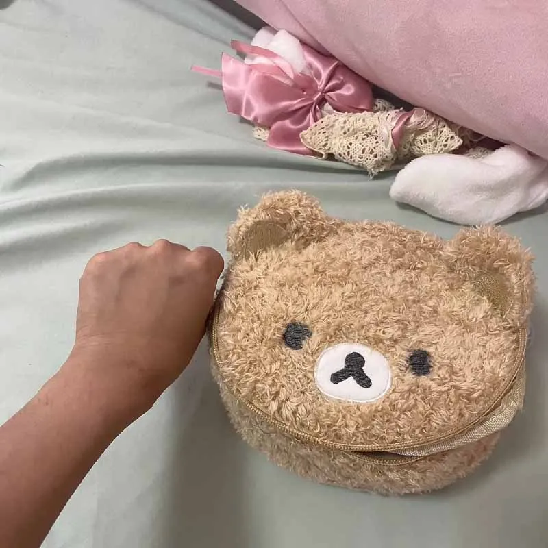 Nuovo Miniso Kawaii Borsa Cosmetica Rilakkuma Anime Cartoon San-X Kuma Ragazza Carina Peluche Decorazione Cestino di Stoccaggio Regali Di Natale