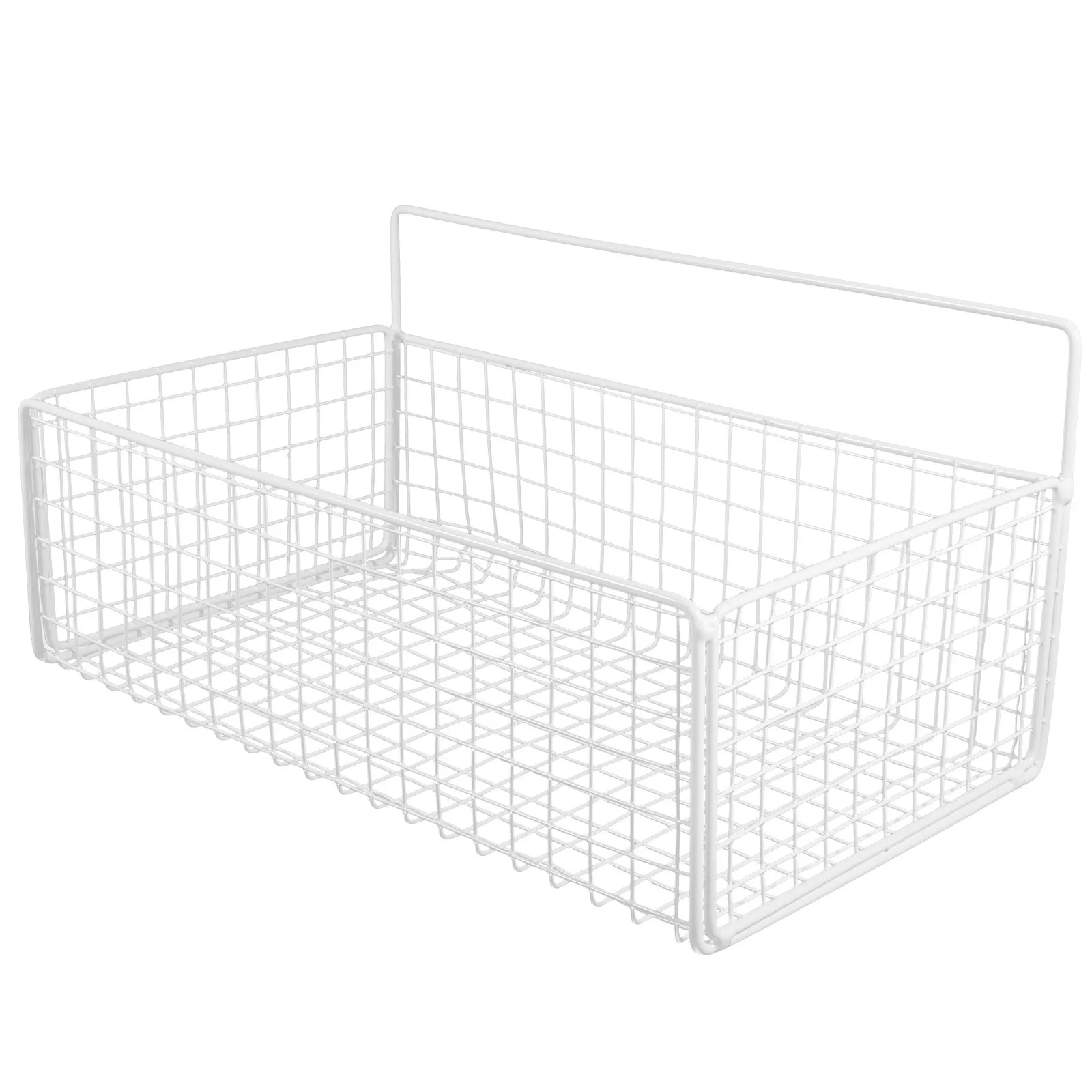 

Wrought Iron Grid Storage Rack Size M White Self-Adhesive Punch Free Wall Mount Kitchen Organizer Bathroom Shelf Iron Storage