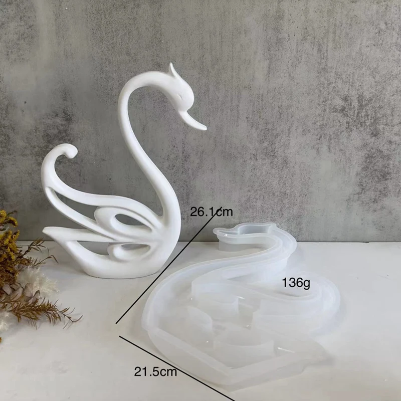 Molde de silicona para decoración de escritorio, accesorio de resina epoxi, espejo de cisne, duradero, 2 piezas