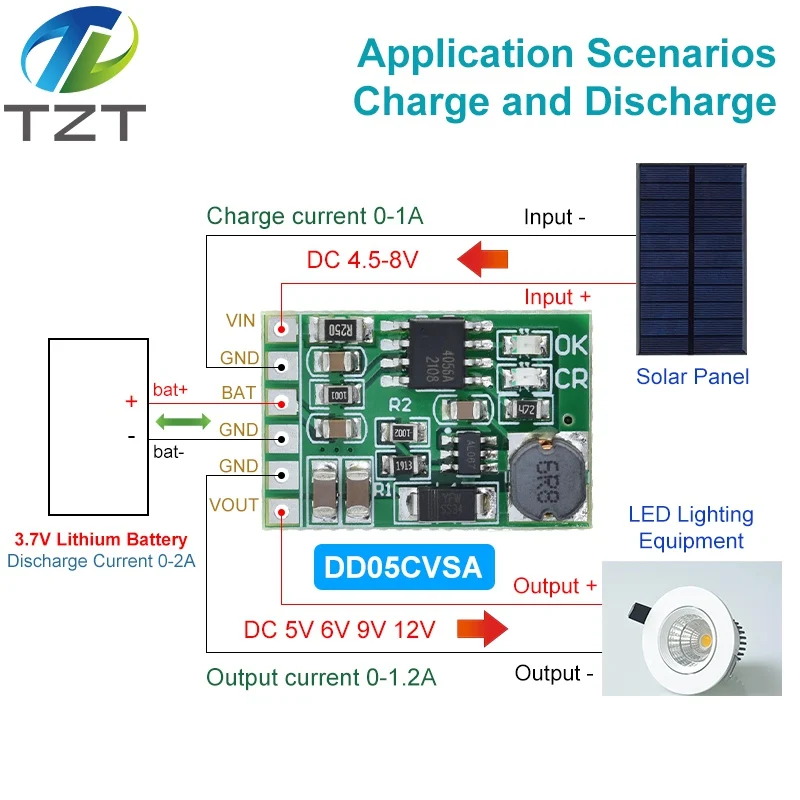 DIYTZT 3.7V 4.2V Charger 5V 6V 9V 12V Discharger Board DC DC Converter Boost Module For Diy Solar Mobile Power Charger Module