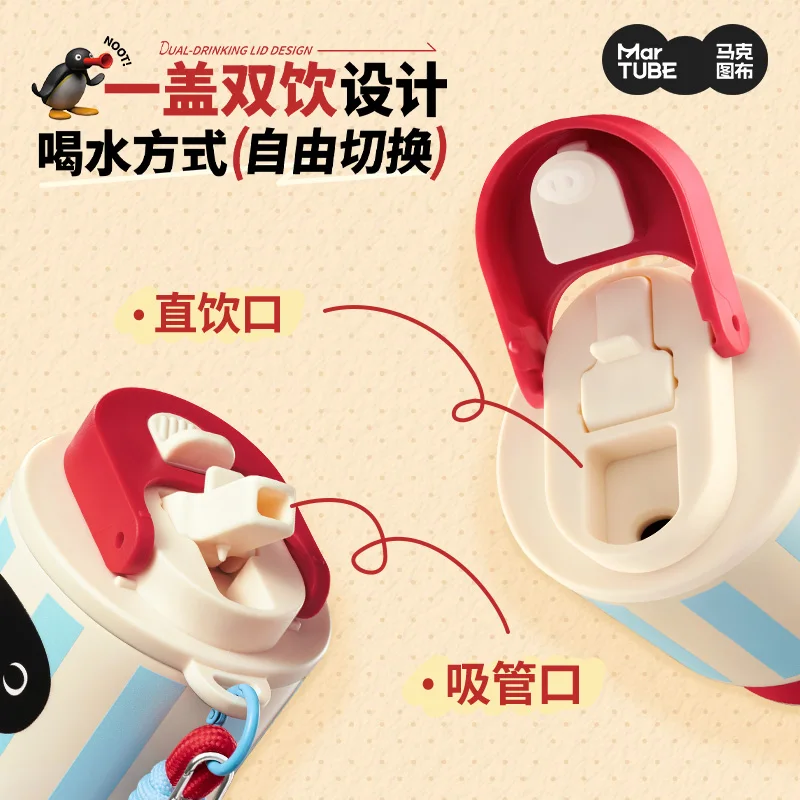 Cartoon Pingu Koffiekopje 420 ml Mok Meisjes Dragen Roestvrijstalen Kopjes Buiten Pinguïn Kinderverjaardag Kerstcadeaus