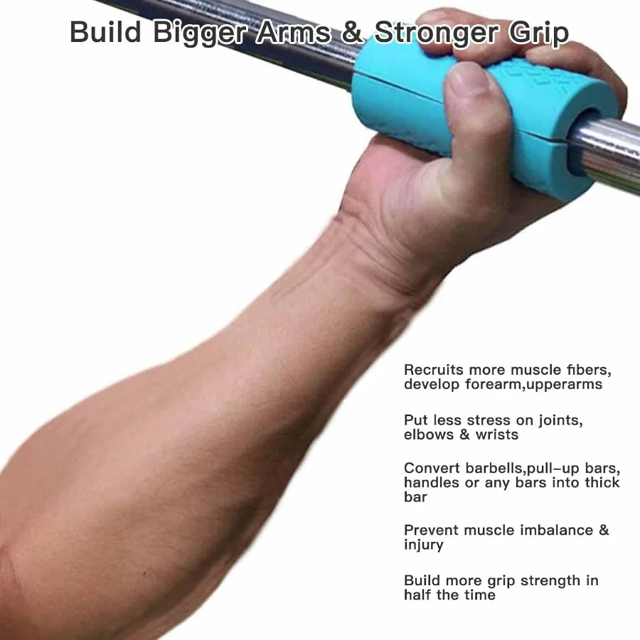 Thick Dumbbell Barbell Grips for Weightlifting HighDensity Silicone Rubber NonSlip Gym Grips for Muscle Growth Hand Stress Reli