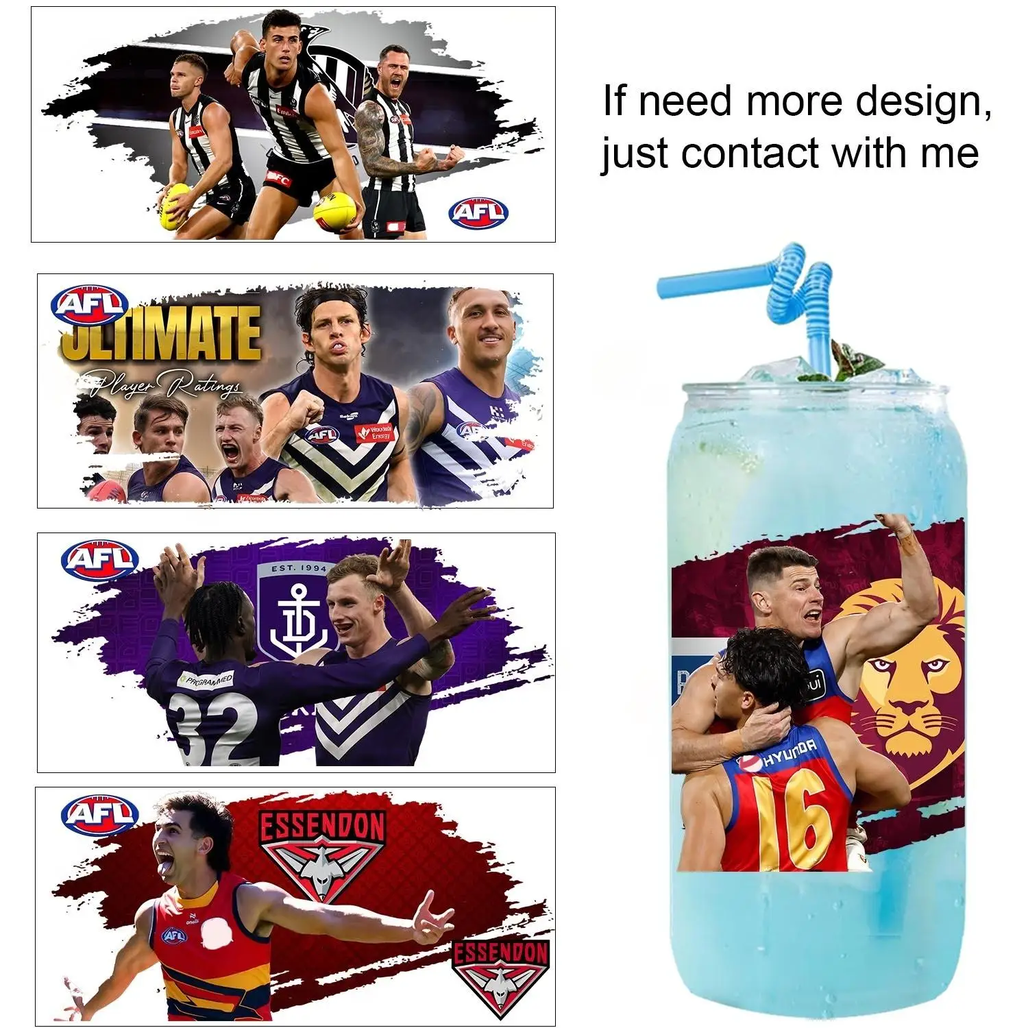 

Australian rugby superstar easy peel waterproof DIY Decals 3D transfers uvdtf tumbler seal stickers 16oz uv dtf cup wraps seal