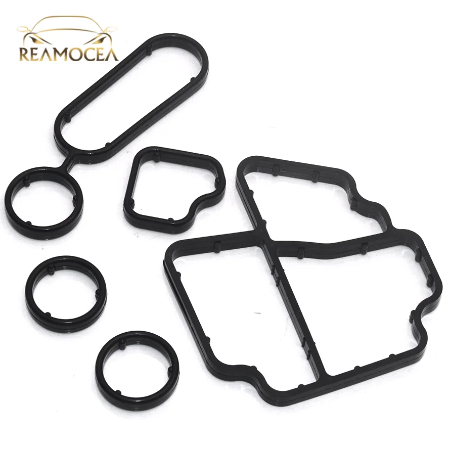 Reamocea 5Pcs Oil Filter Housing Cooler Gasket Seal Fit For Skoda Roomster Fabia Seat Ibiza/ST For 03P115389 03P115389A Accessor