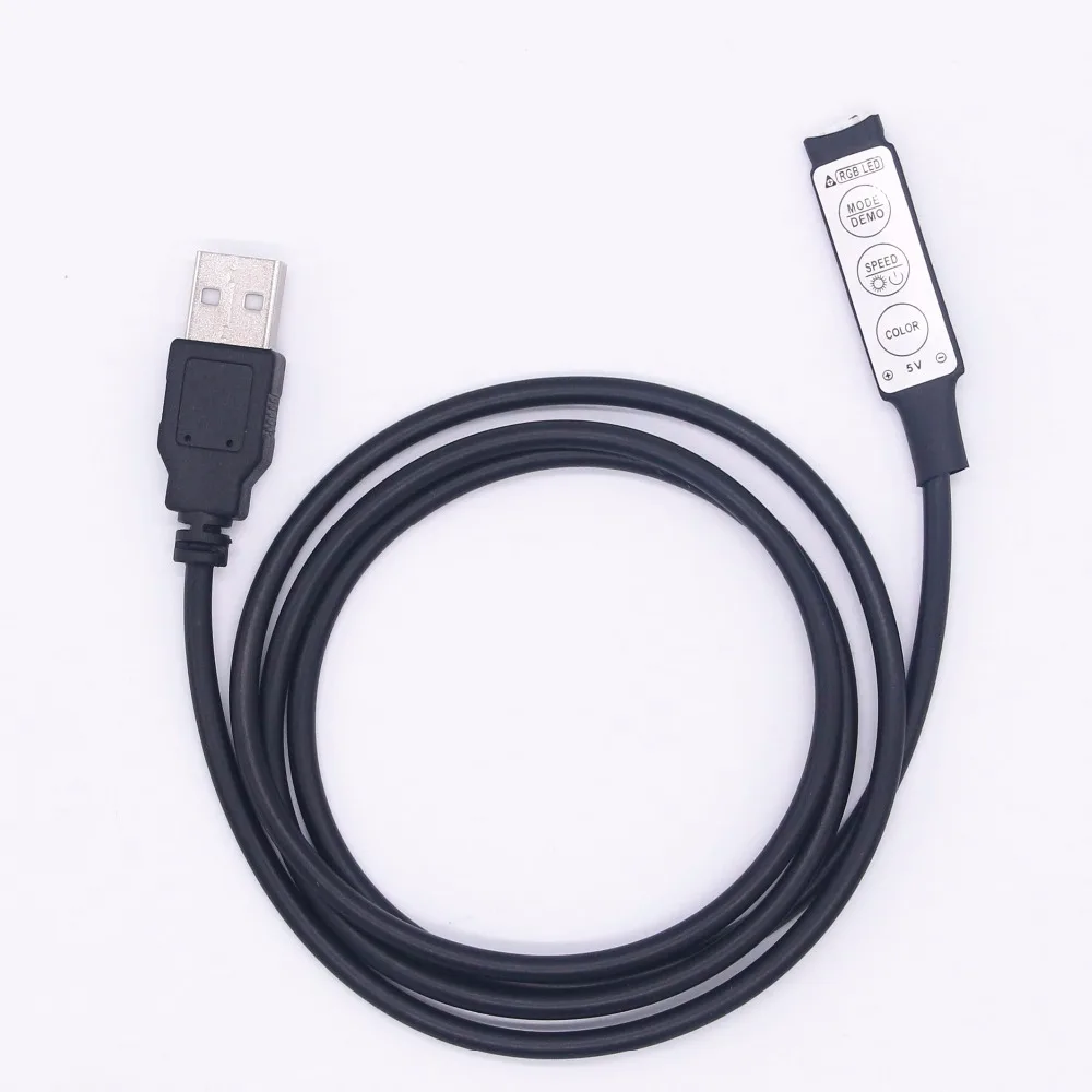 0.5m 1m RGB Controller 5V USB Connector Cable 4pin Line Dimmer 3 Keys for 5V 5050 2835 RGB LED Strip Ribbon TV Backlight Light