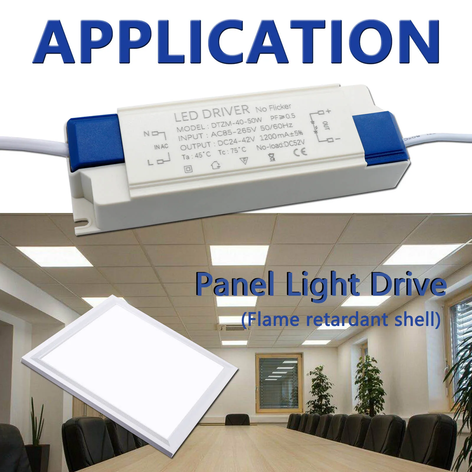 LED o mocy 40-50W Panel zasilanie lampy transformator oświetleniowy DC24-42V wyjście AC85-265V 1200mA 1500mA LED zewnętrzny sterownik złącze DC
