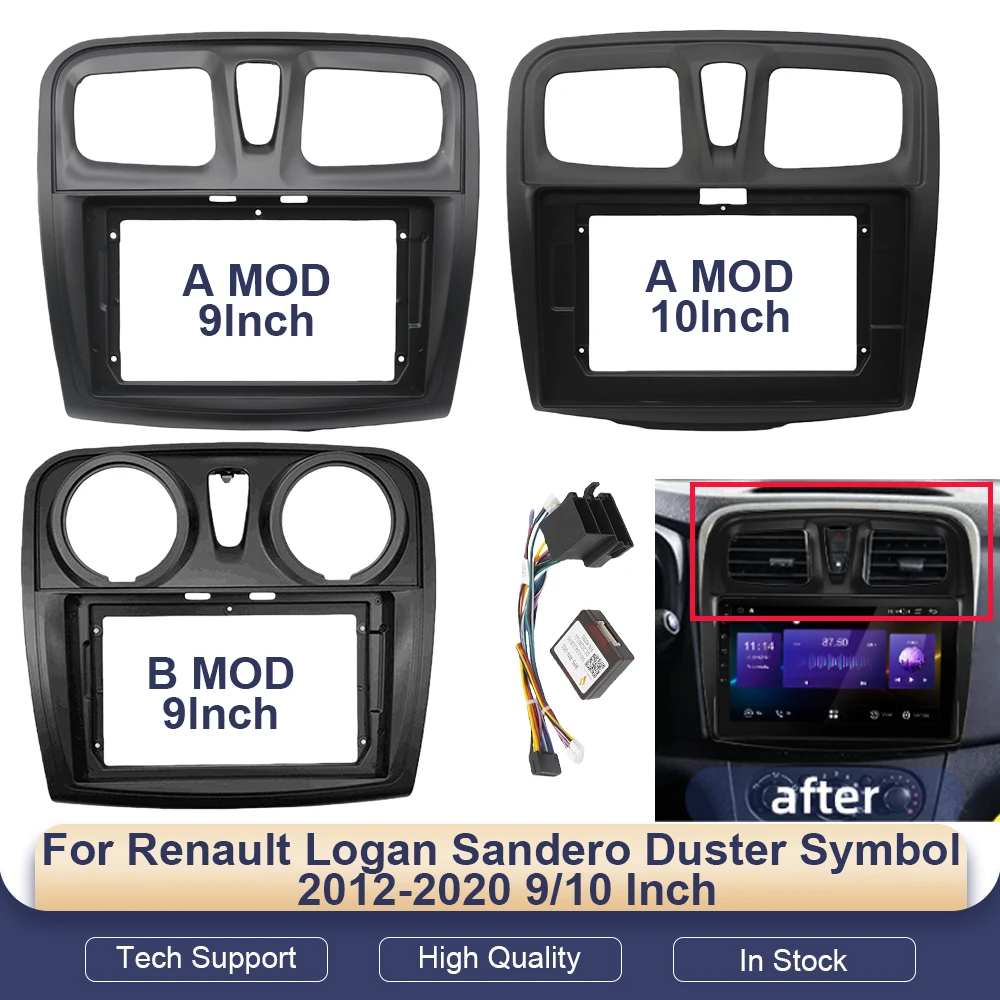 

For Renault Logan Sandero Duster Symbol 2012-2020 9/10 Inch Car Radio Fascia Adapter Android Dash Panel Kit