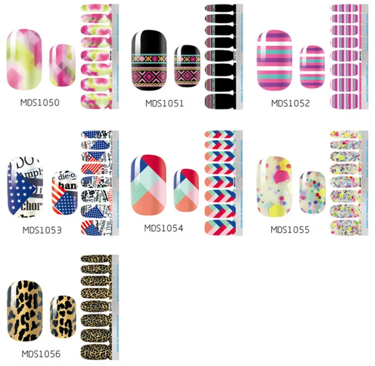 New 14Tips Full Cover Wraps Nail Polish Stickers Cute Cartoon Animals Pattern Self-Adhesive Nail Art Decals Strips Manicure SN27