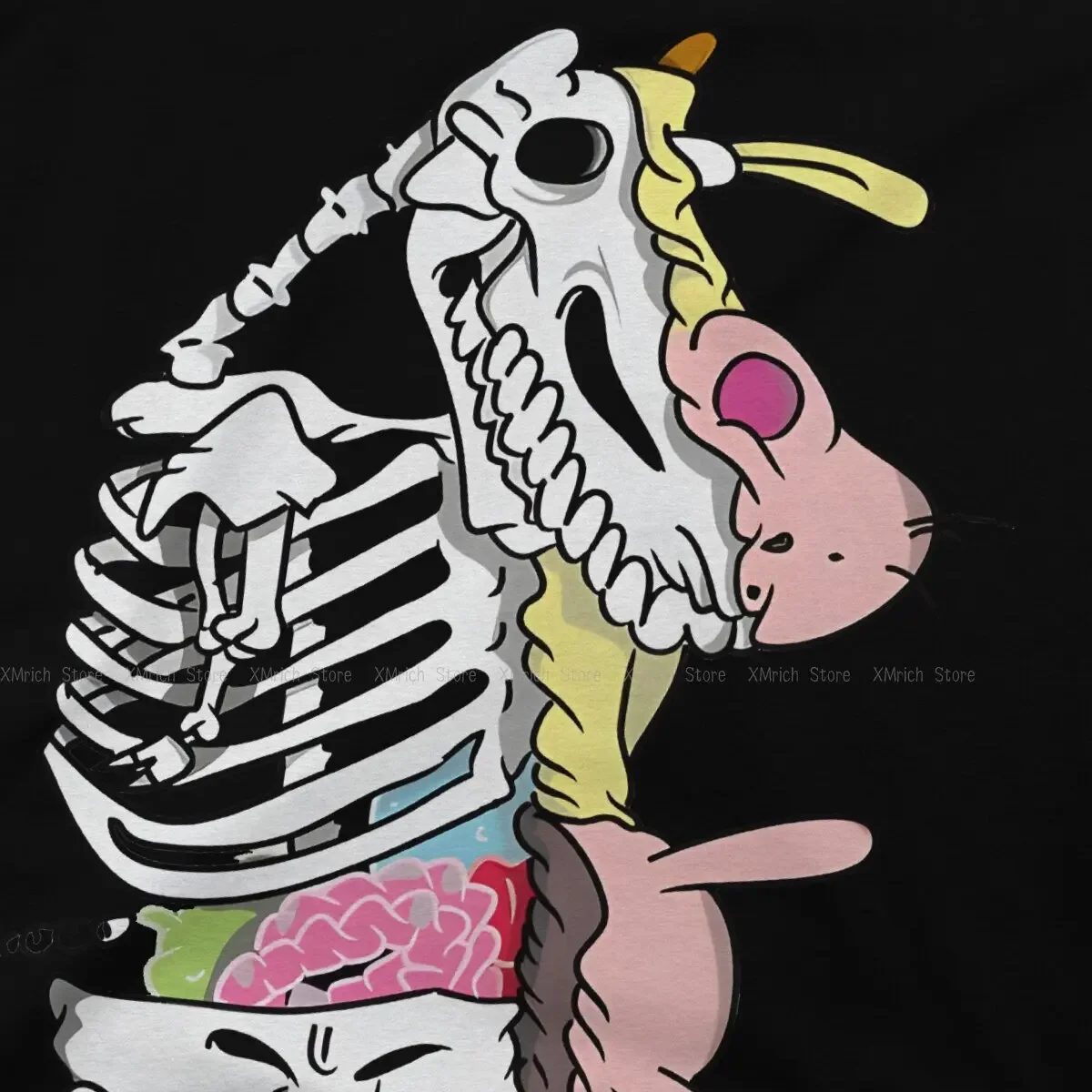 Men's T-Shirts Skeleton Cow Amazing 100% Cotton Tee Shirt Short Sleeve Cow And Chicken T Shirt Round Neck Tops Summer image 3