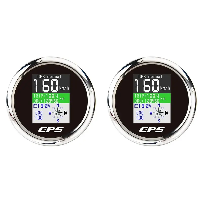 Superior-2X Marine Boat Car GPS Speedometer Digital With GPS Antenna For Motor Yacht TFT Screen Odometer Black & Silver
