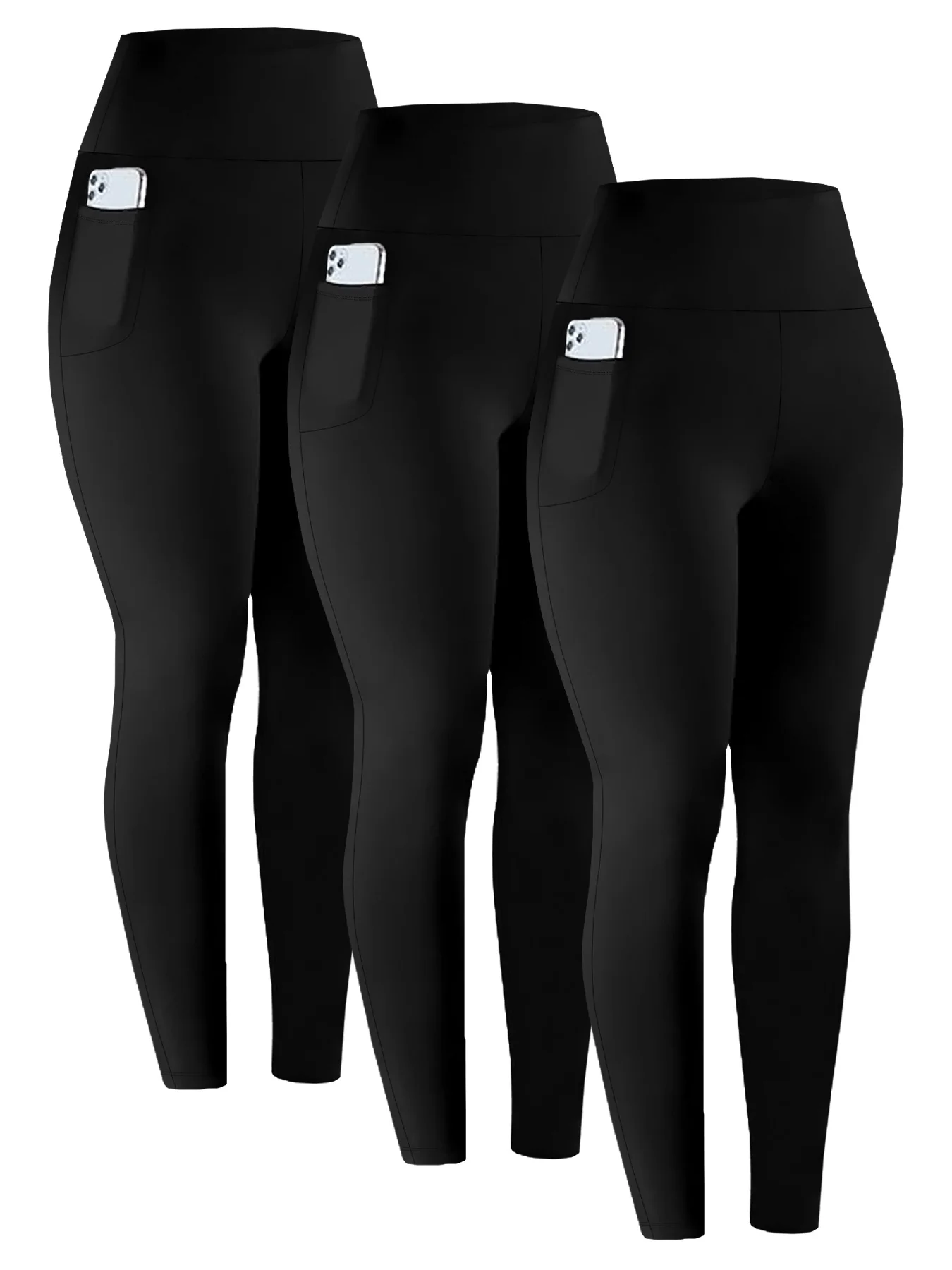 

3 Pack Super Soft Leggings with Pockets for Women, High Waisted Tummy Control Workout Yoga Running Pants Leggings
