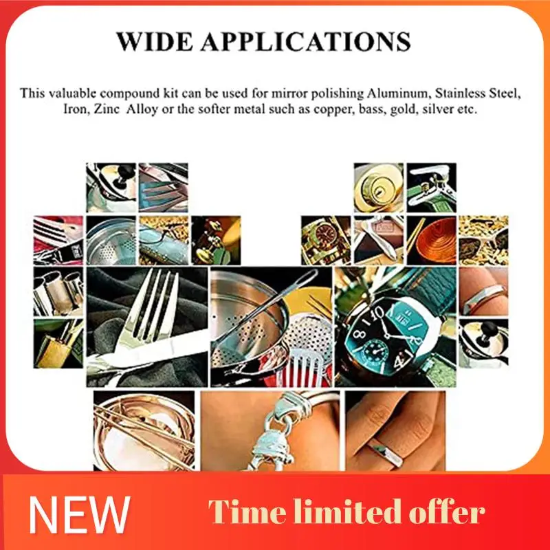 

ABHU 6Piece Metal Polishing Compound Kit 24Oz Buffing Compound Bars Wheels Polishing Pastes