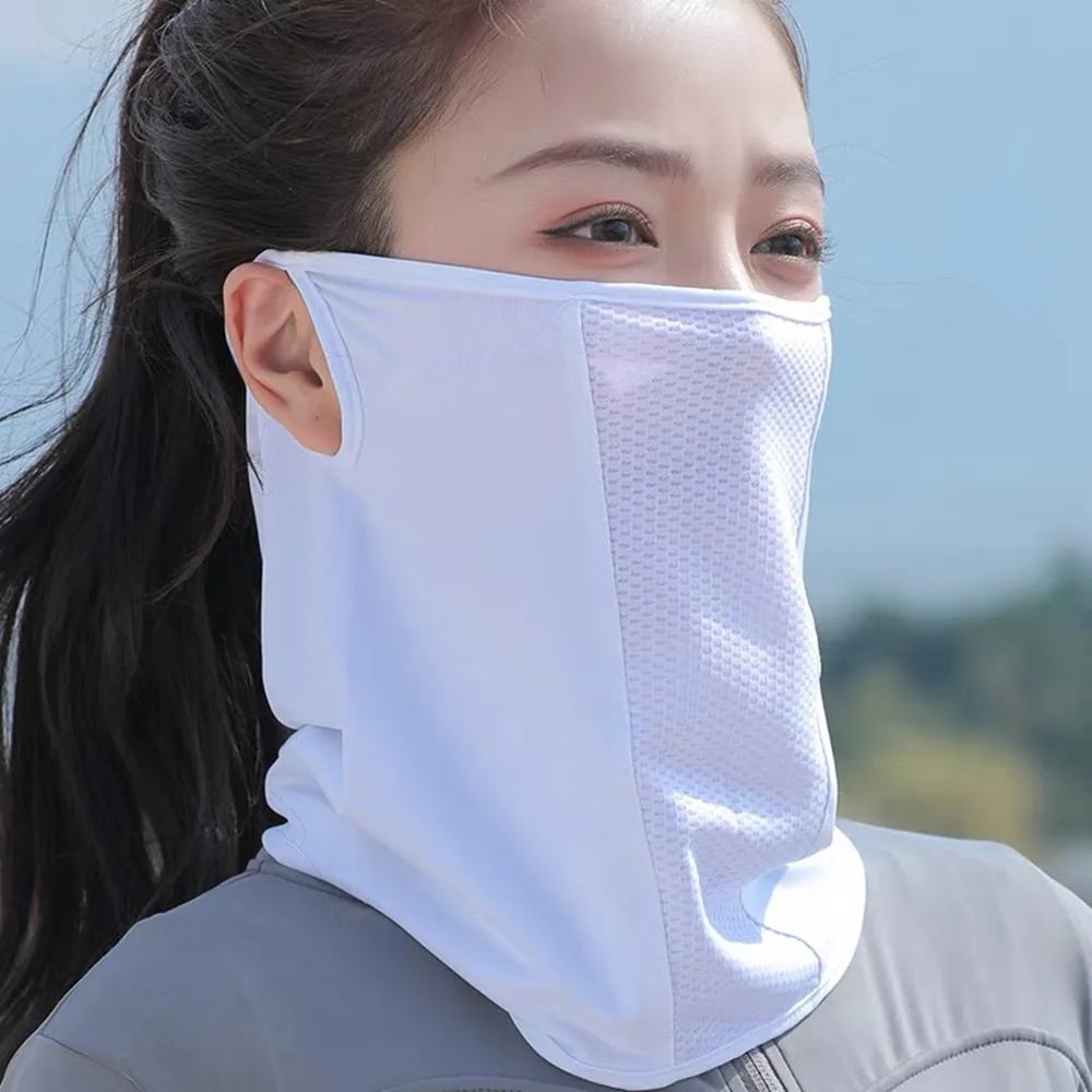 2024 여름 자외선 차단 아이스 실크 마스크, 목 자외선 차단, 얼굴 커버, 브림 포함, 야외 사이클링 자외선 차단 