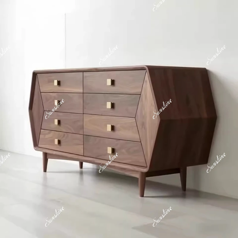 Nordic modern solid wood eight-bucket cabinet, storage side cabinet, living room and bedroom