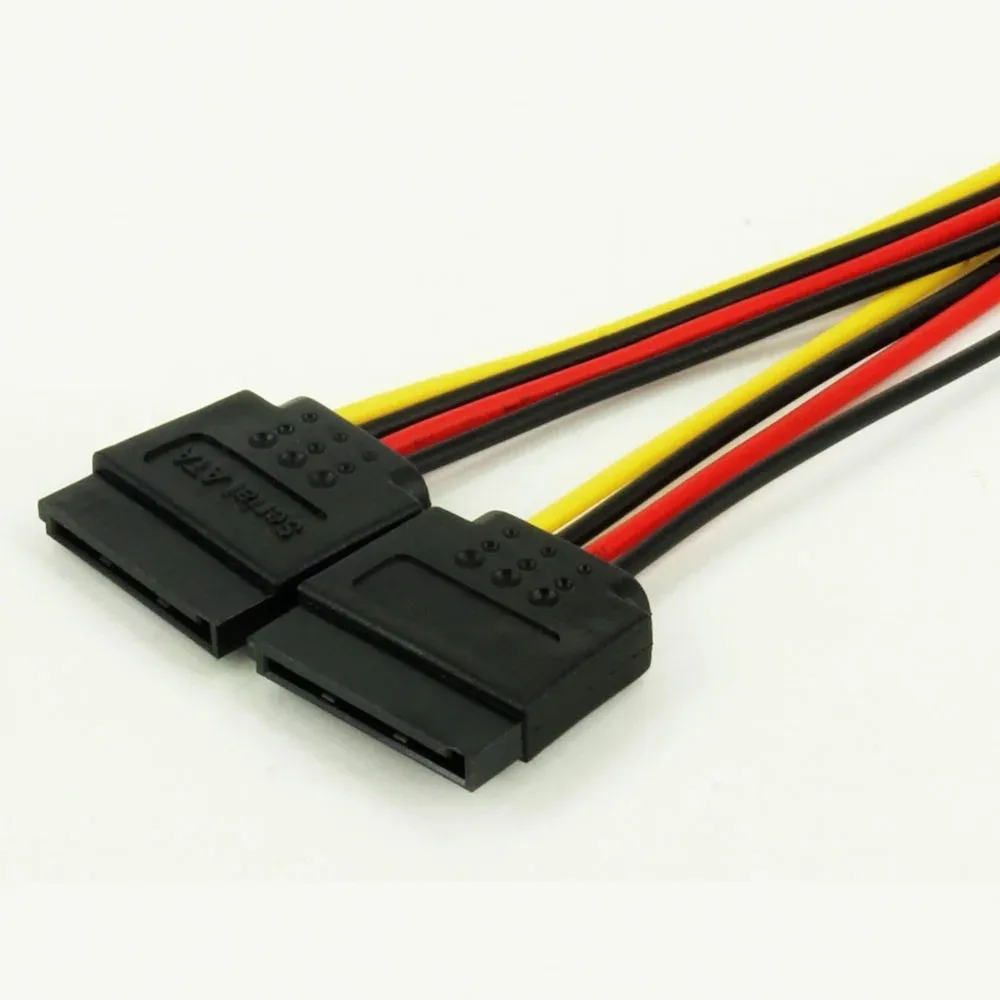 SATA 15pin ذكر إلى 2 x SATA 15pin أنثى القرص الصلب كابل الطاقة المسلسل ATA Y الفاصل المزدوج تمديد الحبل محول موصل