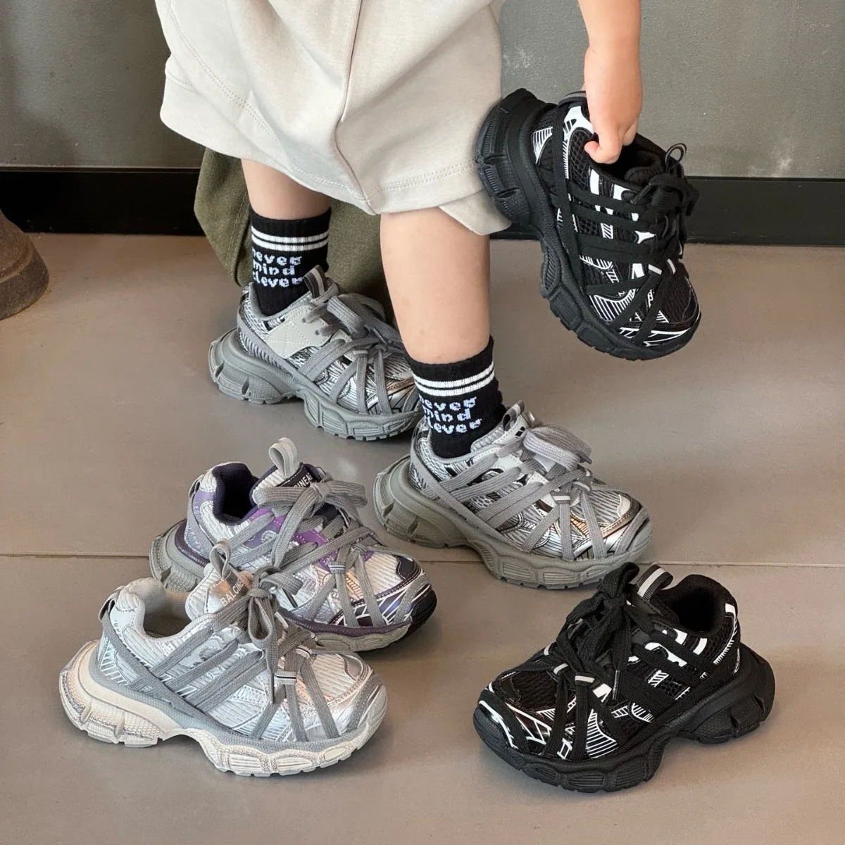 Children's dad shoes 2024 spring and autumn new boys' shoes running shoes lightweight breathable girls' sneakers