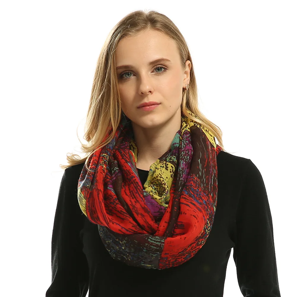 2023 Winter Women Infinity Scarf Round Neck Ring Scarves Fashion Printed Loop Scarves Snood Wrap Shawl Warm Neckerchief