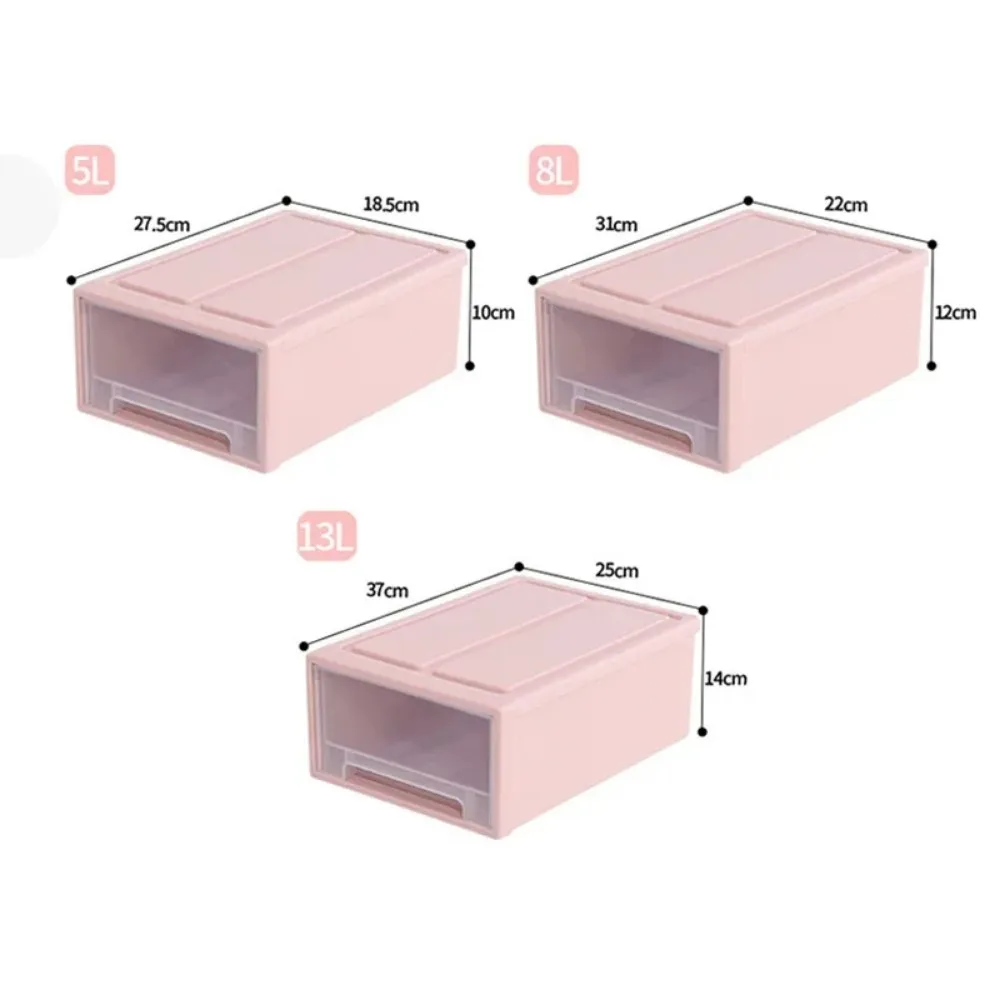 5/13L Stackable Drawers Storage Box Plastic Room Wardrobe Sundries Organizer Transparent Household Cabinet Closet Storage Box