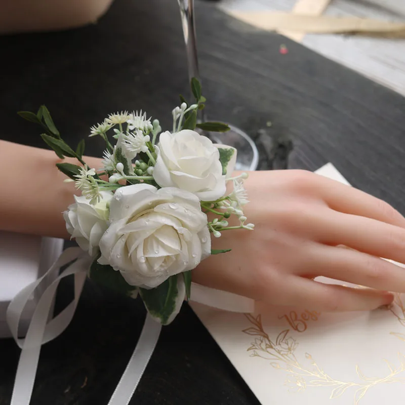 Simulation Mori Rose Flower Fairy Wedding Bridesmaid Wrist Flower Bridal Styling Accessories Wedding Premium Bracelet