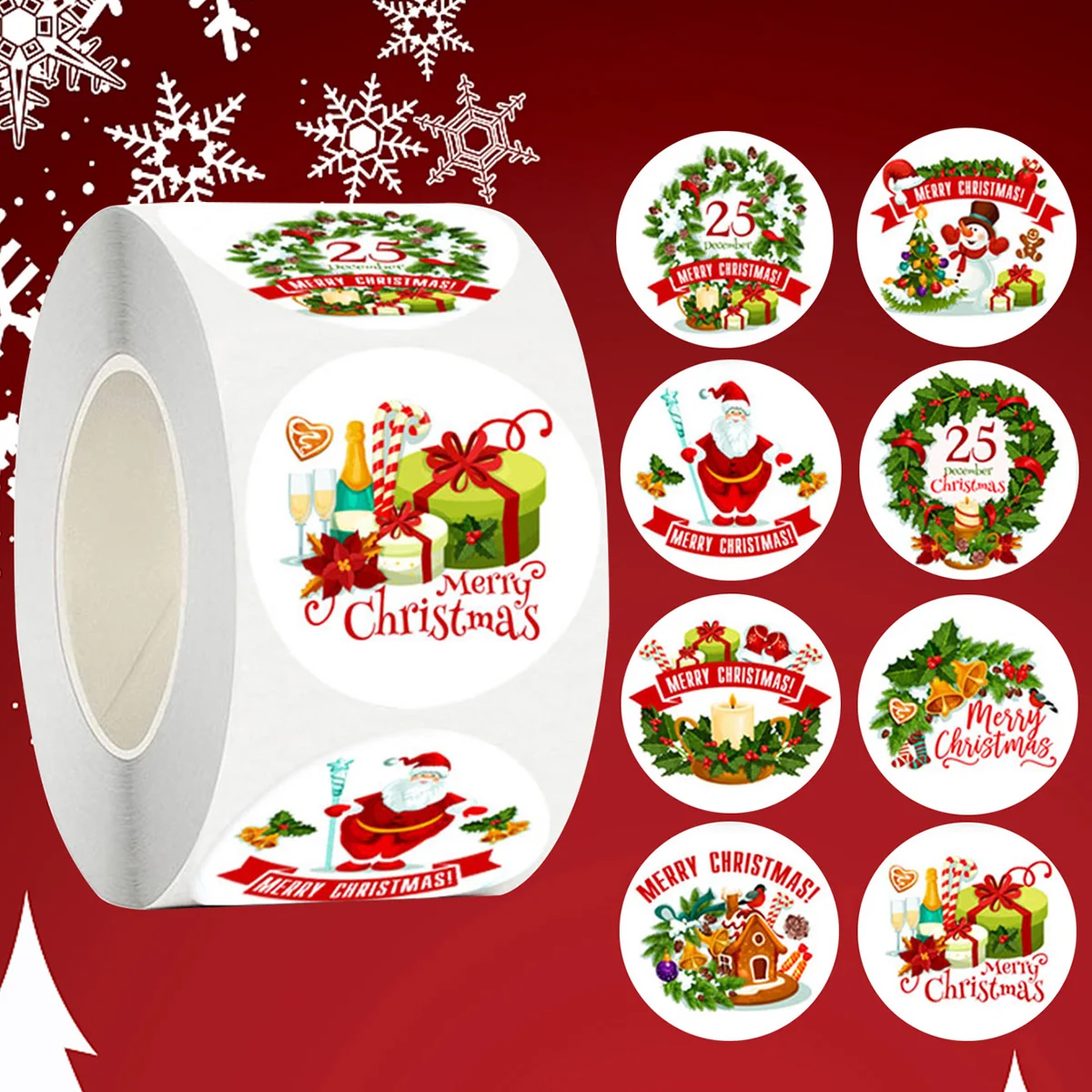 

500pcs/roll Christmas Tree Santa Claus Merry Christmas Stickers 2.5cm Stickers for Gift Happy Holiday Seal Labels Party Sticker