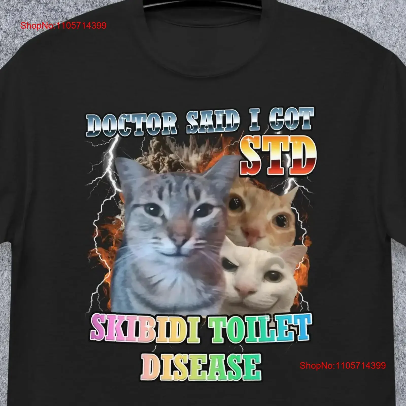 Skibidi Toilet Disease Funny Cat Meme T shirt for Woman and Man Silly Cats Brainrot Unhinged Ironic Joke vintage Washed Casual