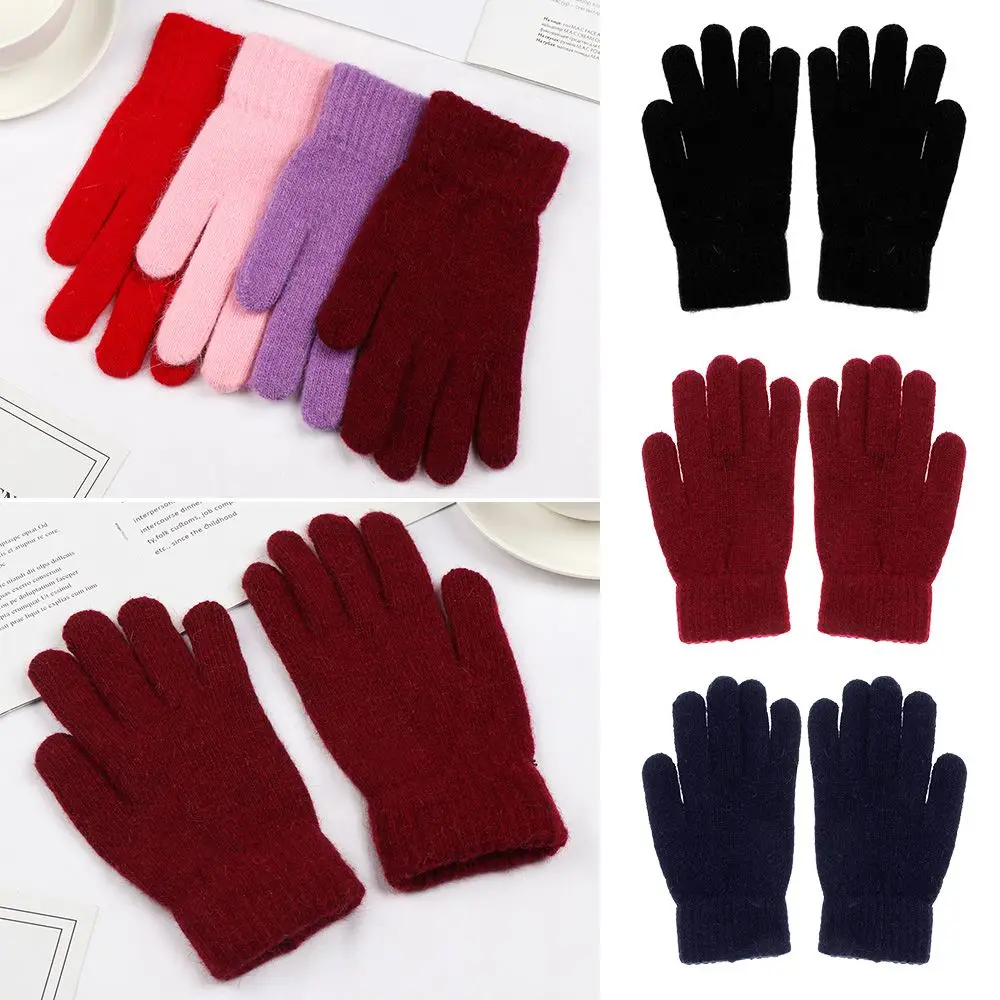 Fashion Cycling Driving Elastic Cashmere Winter Gloves Mittens Warm Thick Full Finger Gloves