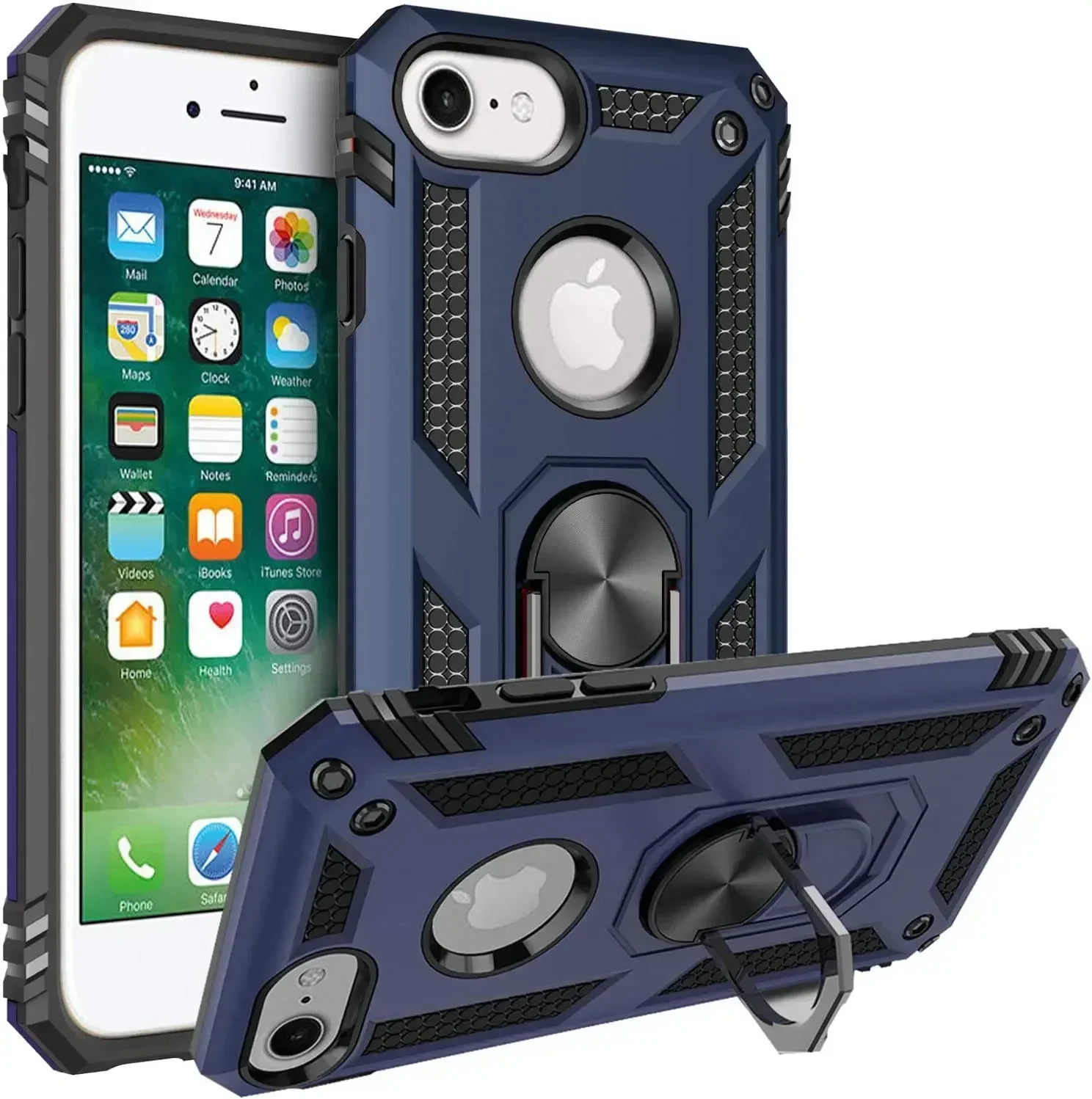 Odporne na wstrząsy etui do iPhone'a 7 Armor Military Drop Protective Ring Holder Magnet Case Cover do iPhone 7 Plus 7Plus