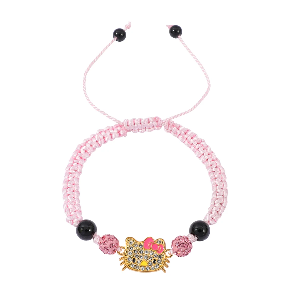 Sanrio Hello Kitty Bracelet, Teenage Girls Trend Study, Woven Hand Rope, Cute Cartoon Character Woven Bracelet, Christmas Gift