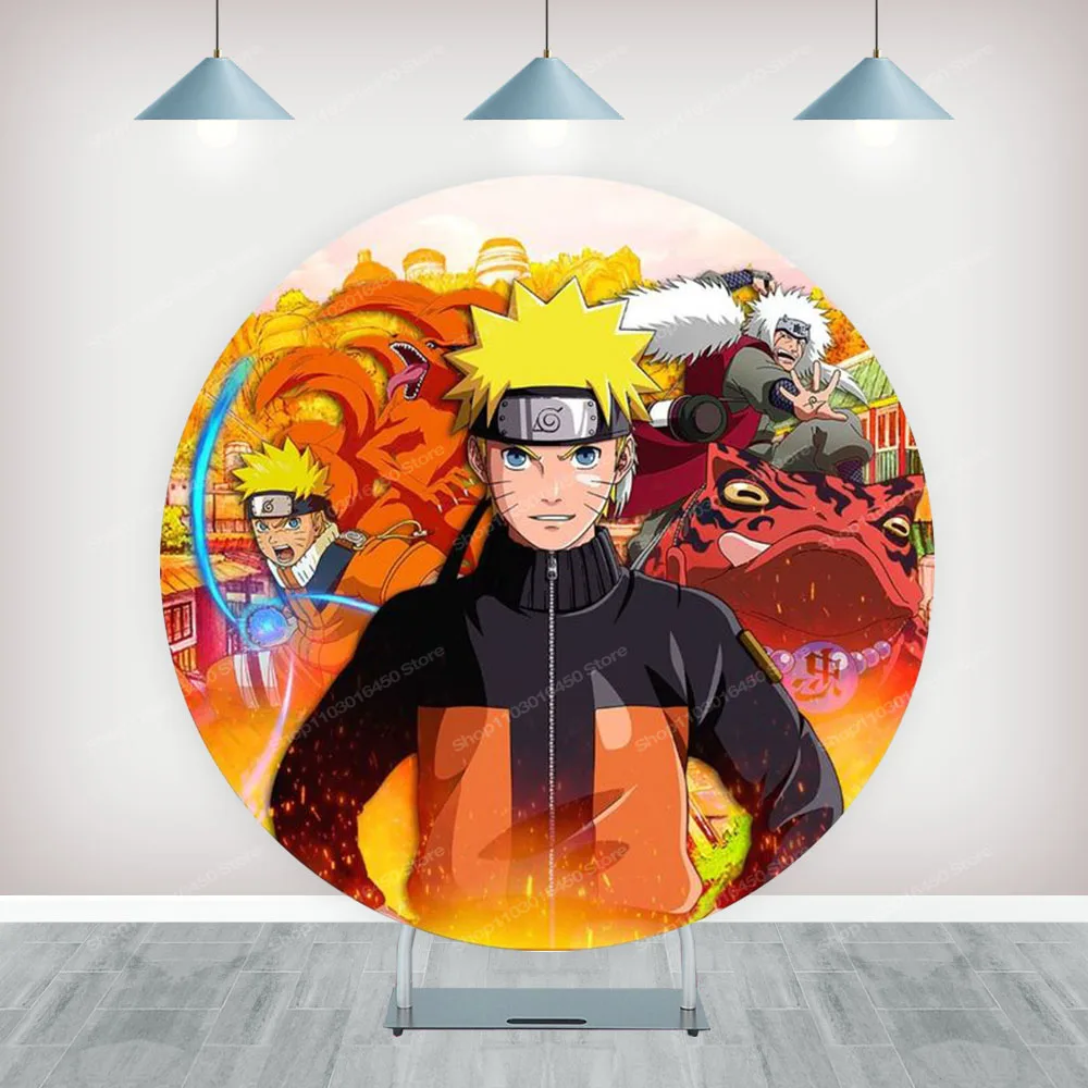 Naruto achtergronden verjaardag elastische cover decor rond voor jongens Sakura komische thema rekwisieten banner cirkel foto achtergronden