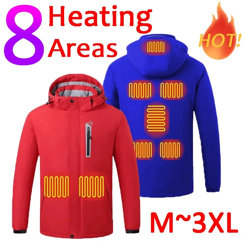 

Heated Jacket Men 8 Areas USB Winter Outdoor Electric Heating Jackets Warm Sports Thermal Coat Clothing Heatable Cotton jacket