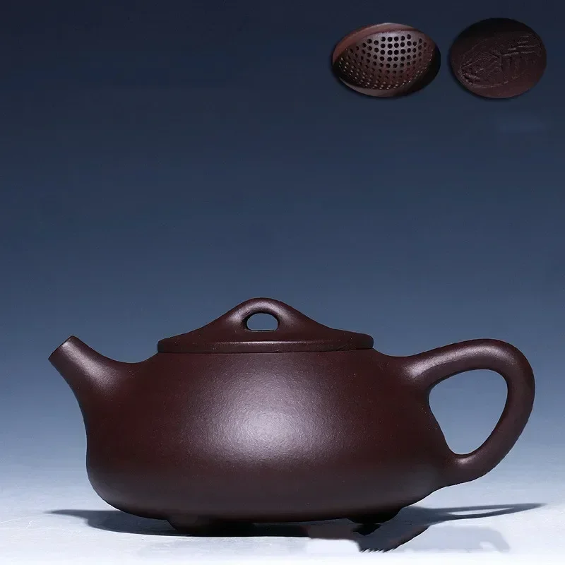 Authentic Chinese Tea Ceremony Supplies Zisha Stone Scoop Pot Yixing Purply Clay Teapot Handmade Customized Gifts 230ml