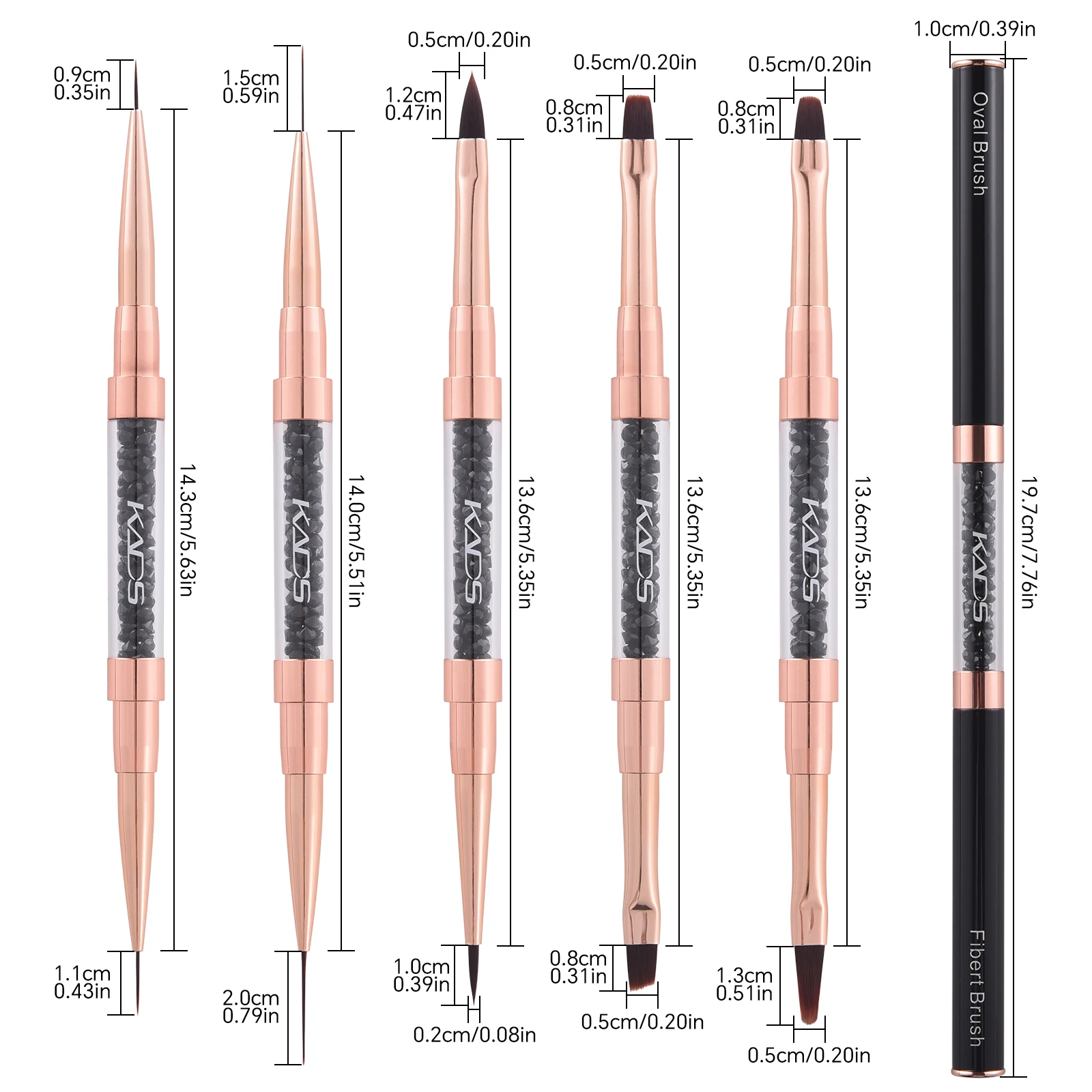 5 pz/set Spazzole per unghie in gel a doppia estremità Spazzole nere in nylon per manicure Nail Art Spazzole per unghie Accessori e strumenti per unghie
