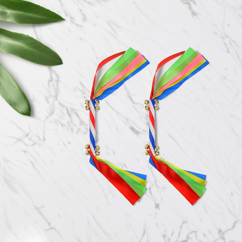 Cinta de animación con pompones para baile, palos de flores, campanas, accesorios de actuación deportiva portátiles y ligeros, 2 uds.