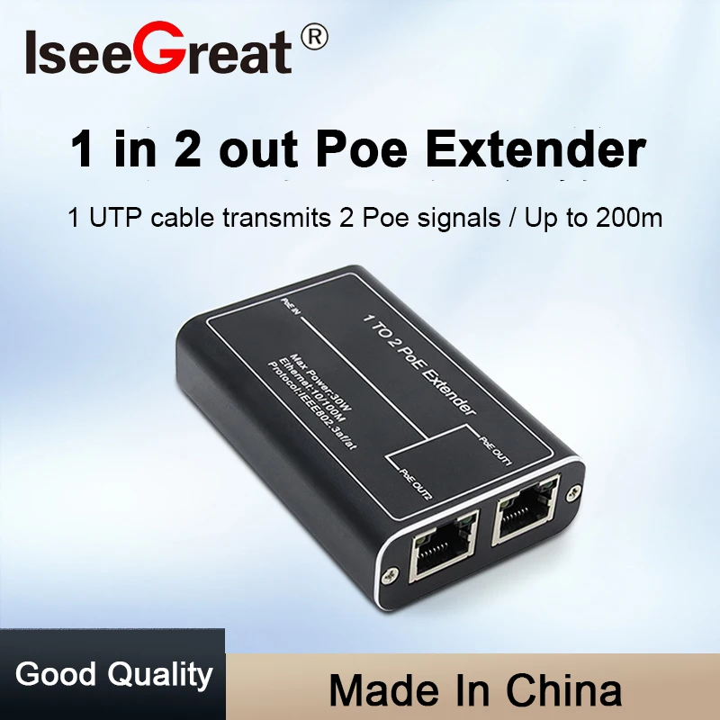 1 To 2 POE Extender10/100mbps Standard Repeater Supports Ieee802.3af/at Power Supply Transmission Signal Over UTP Cable