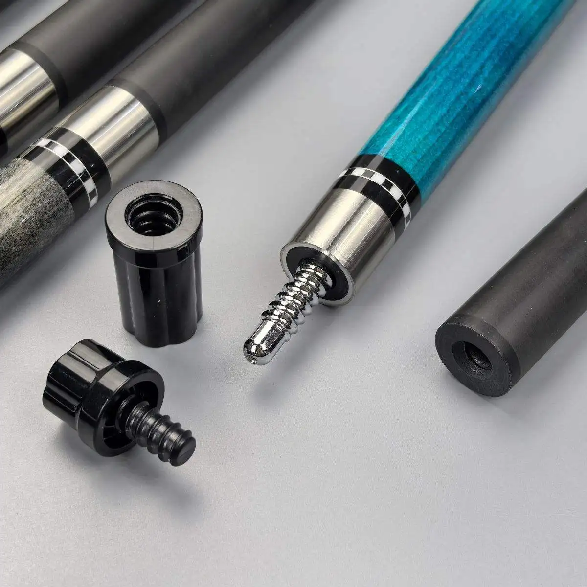 

3/8-8 Joint VanQS Handmade 1/2-pc Carbon Fiber 12.5mm Tip Billiard Pool Cue with Joint Protector Real Leather Grip