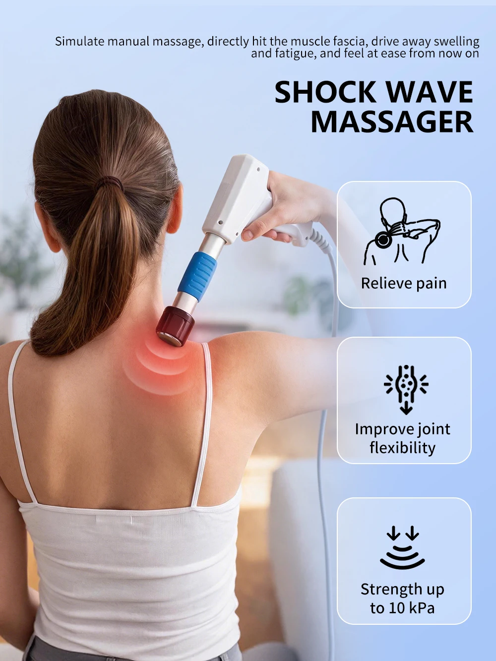 AOKO New Professional Body Massager Machine Muscle Relaxation Relieves Fatigue Shoulder Care Device ESWT Sports Recovery Tools