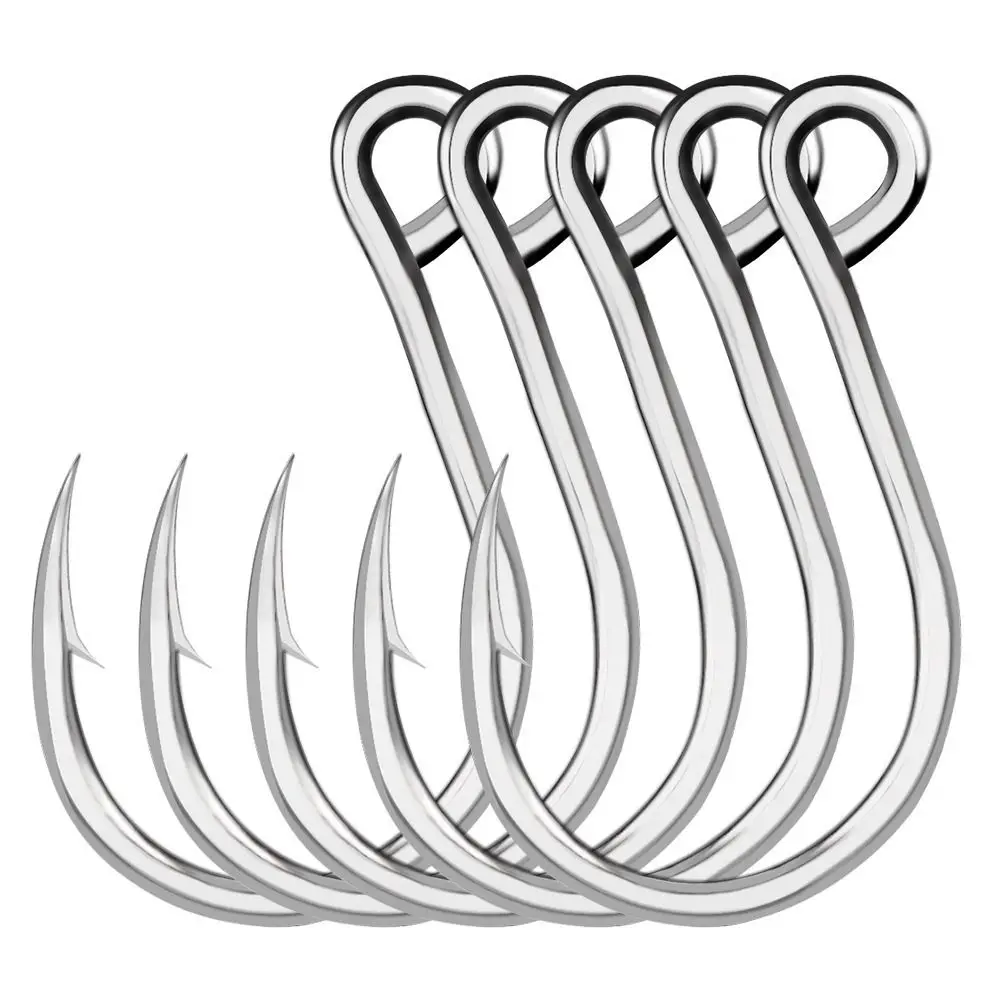 

20pcs High Carbon Steel Fish Lure Hooks Single Hooks Barbed Fishing Jigging Hook Inline Hook Big Eye Fishing Hooks