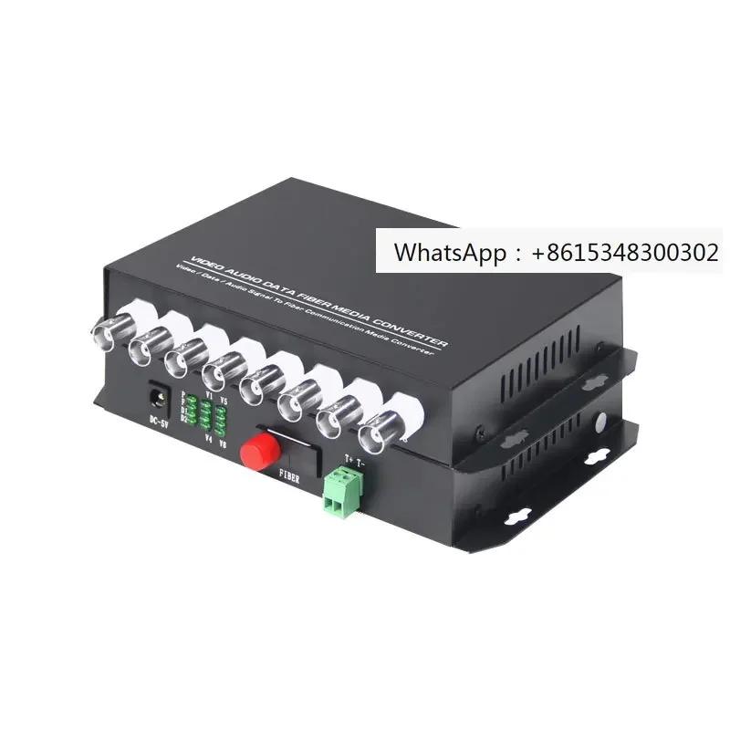 8-channel video optical transceiver single mode single fiber with 1 channel reverse data RS485 FC port 20KM 1 pair