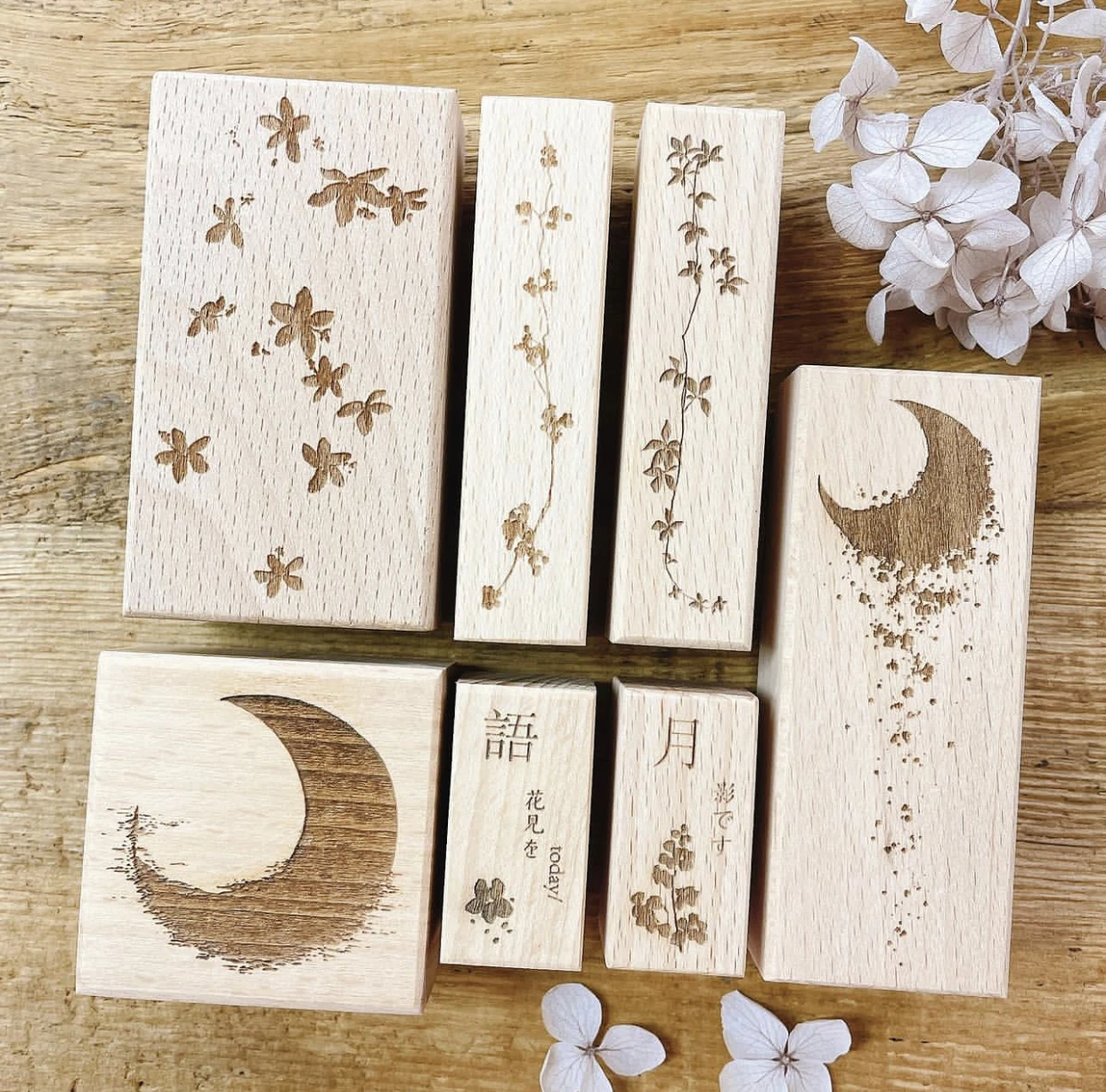 Vintage Zoey Moon Shadow-Branch Wooden Rubber Stamp for DIY Scrapbooking Photo Album Card Making